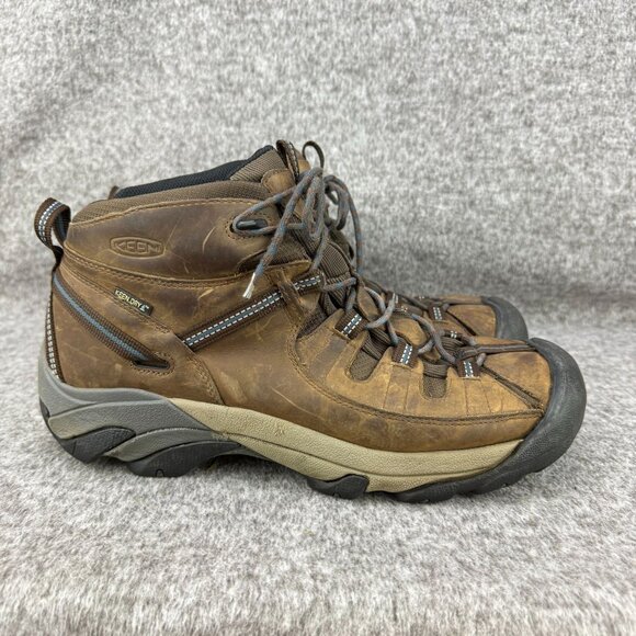 ✅ Men’s 12 Keen Targhee Brown Leather Hiking Boots Waterproof Keen-dry Cap-Toe - Picture 7 of 11